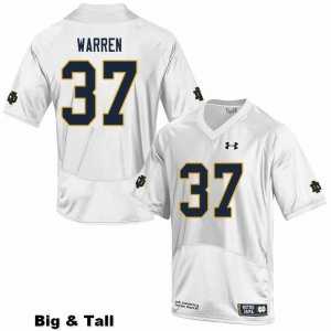 Notre Dame Fighting Irish Men's James Warren #37 White Under Armour Authentic Stitched Big & Tall College NCAA Football Jersey LGK4899BY